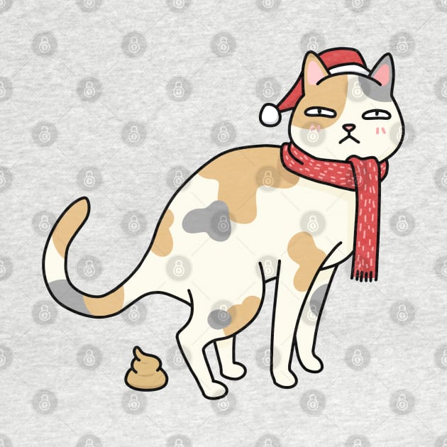 Christmas Calico Cat Pooping by Takeda_Art